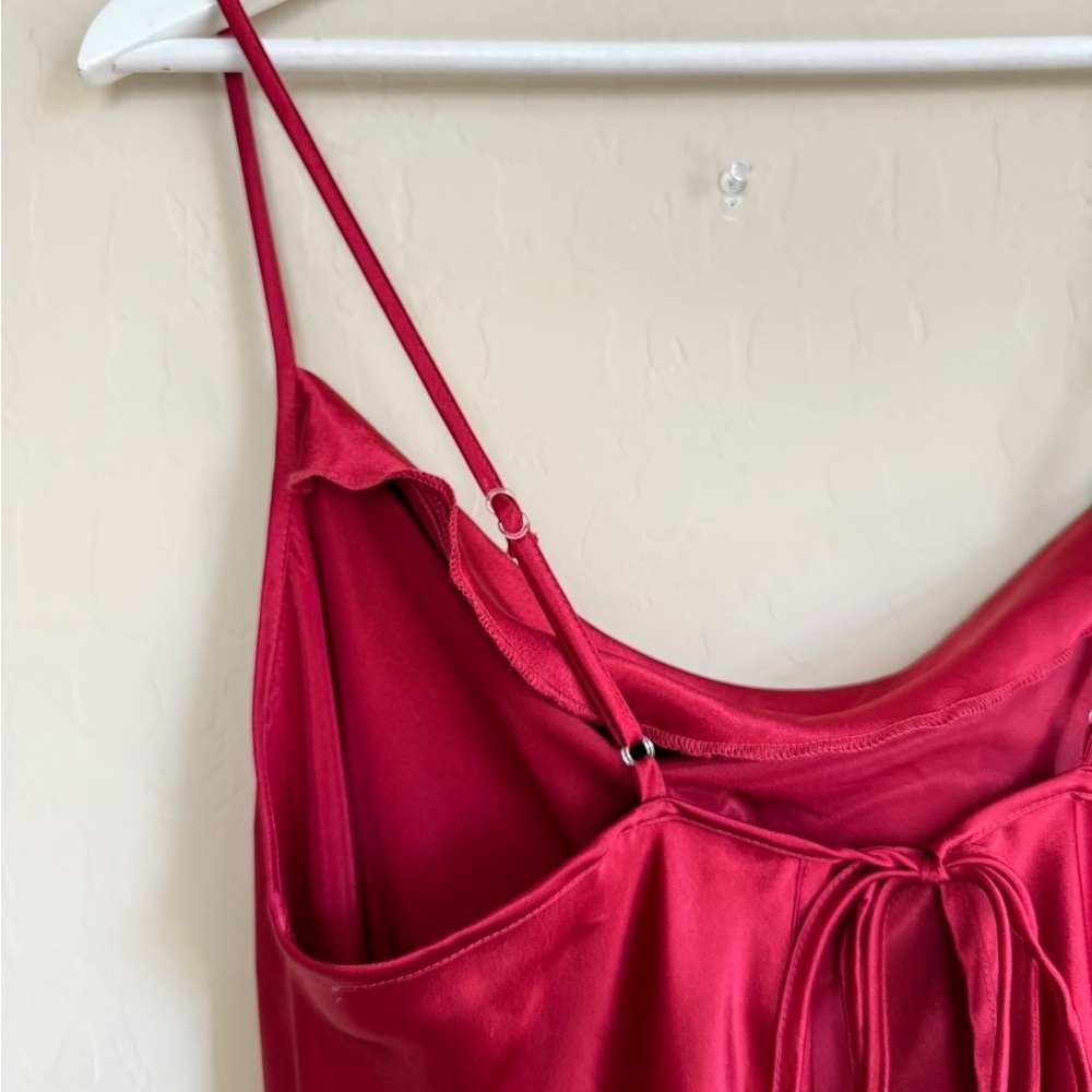 y2k Vintage Gillian O’Malley Red Slip Dress Satiny Silky Midi Cowl neck XL - Picture 4 of 9